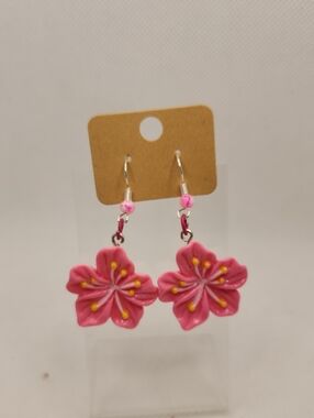 Dark Pink Orchid Earrings